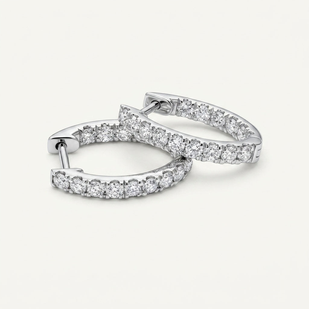 Inside-Out 2.0mm Full Lab Diamond Hoop Earrings in 18K Gold