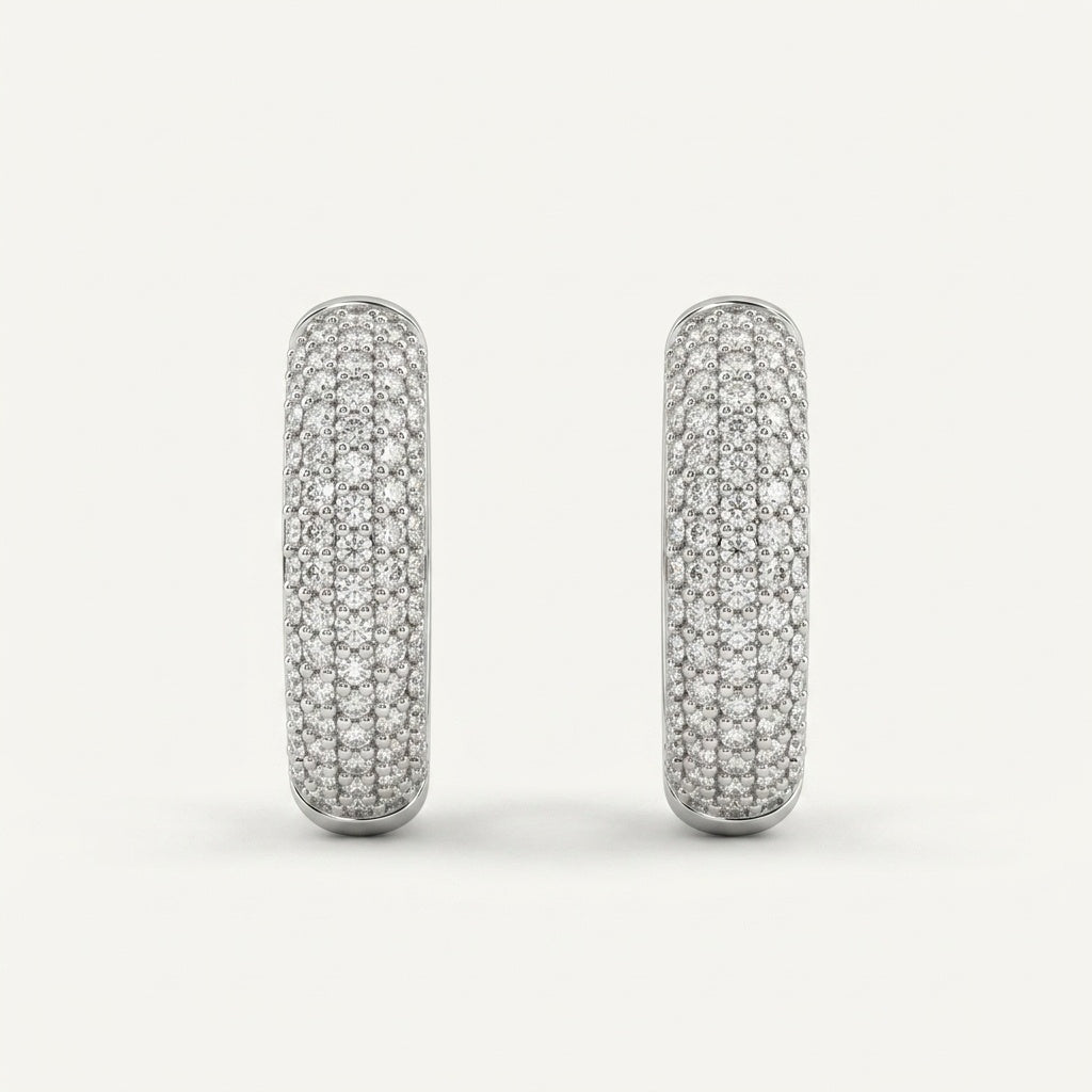 Classic 6mm Pavé Lab Diamond Hoop Earrings in 18K Gold