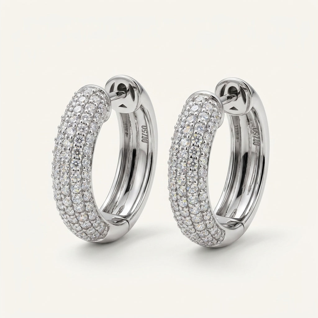 Classic 6mm Pavé Lab Diamond Hoop Earrings in 18K Gold