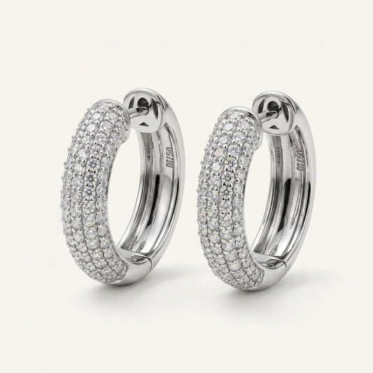 Classic 6mm Pavé Lab Diamond Hoop Earrings in 18K Gold