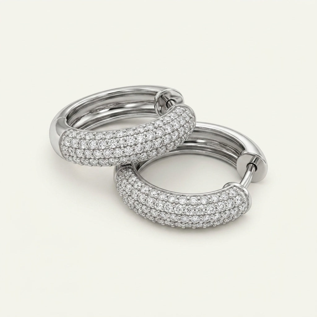 Classic 6mm Pavé Lab Diamond Hoop Earrings in 18K Gold