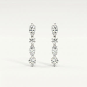 Petite Alterné Marquise & Round Lab Diamond Hoop Earrings in 18K Gold