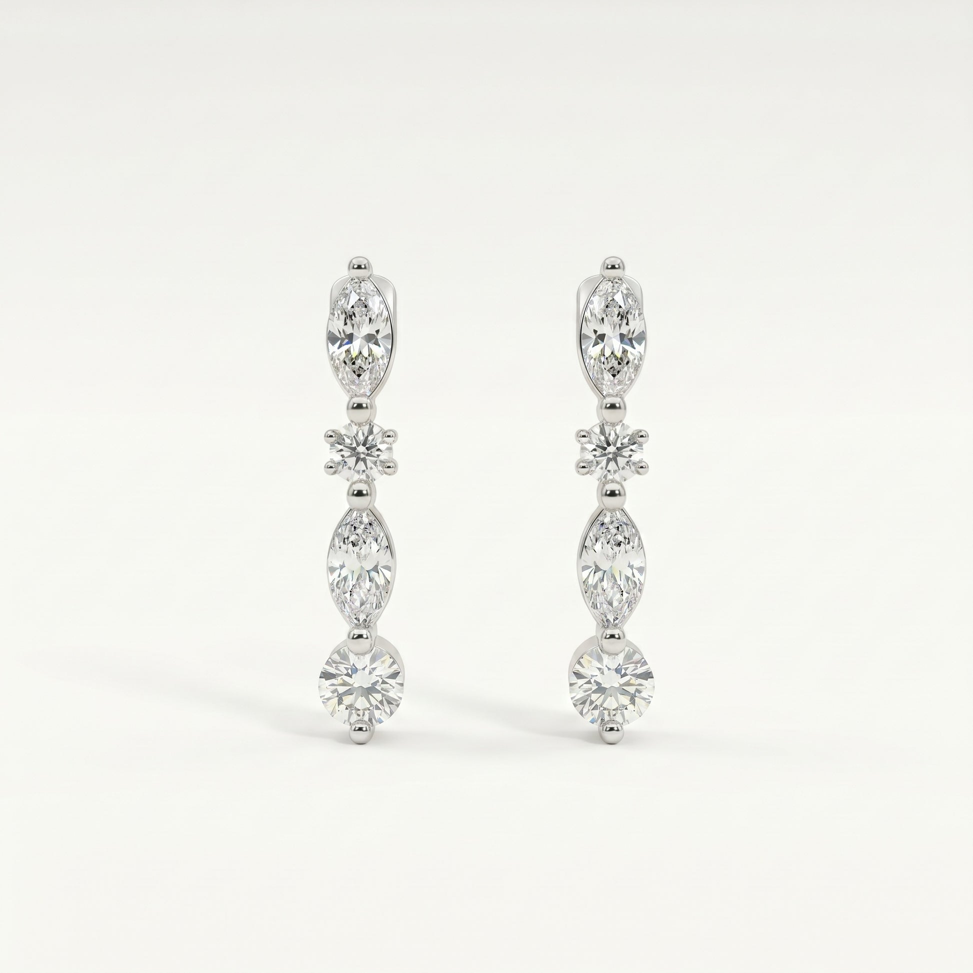 Petite Alterné Marquise & Round Lab Diamond Hoop Earrings in 18K Gold