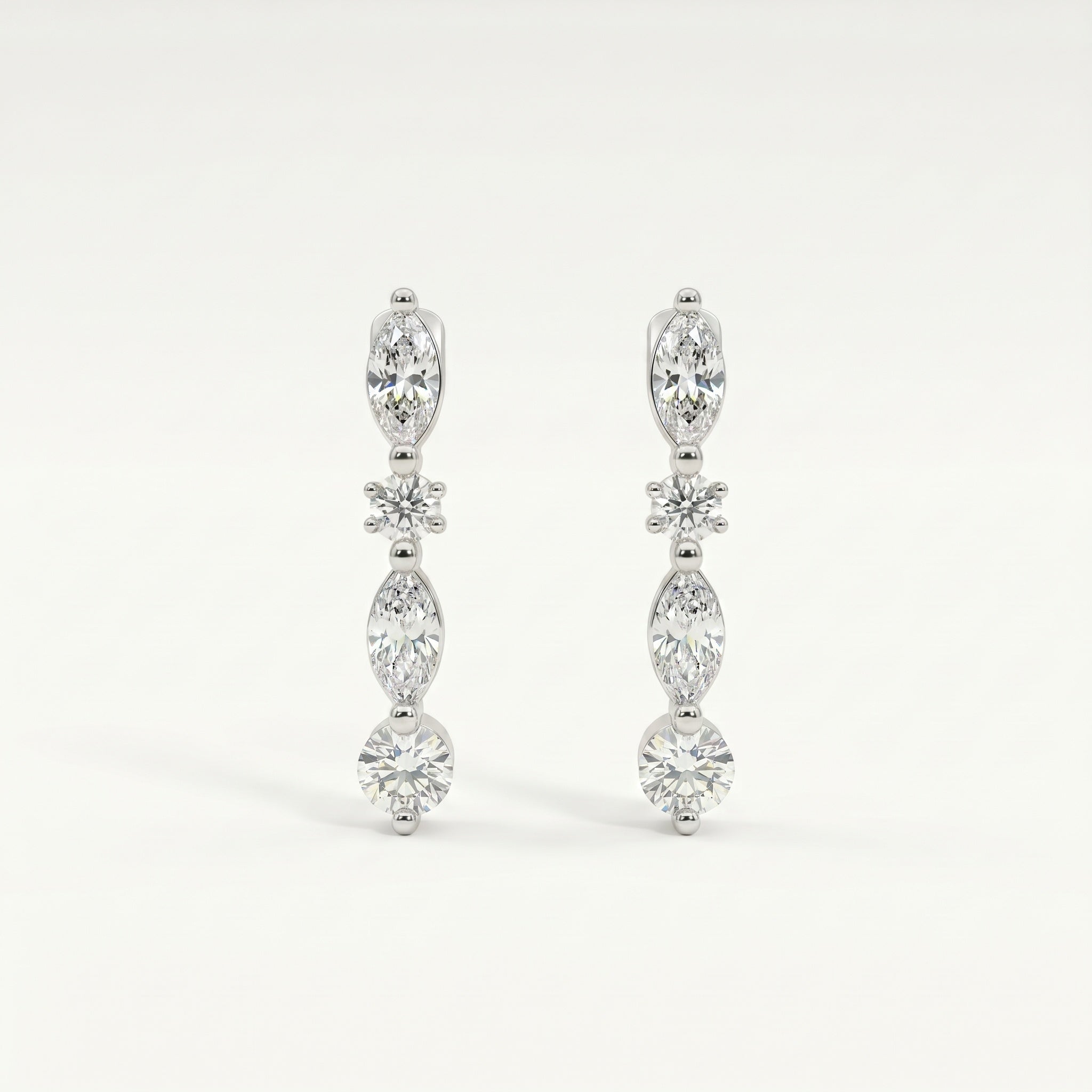 Petite Alterné Marquise & Round Lab Diamond Hoop Earrings in 18K Gold