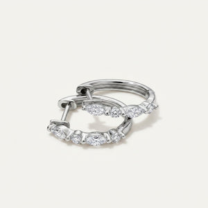Petite Alterné Marquise & Round Lab Diamond Hoop Earrings in 18K Gold