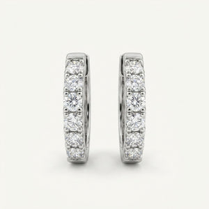 Minimalist Lab Diamond 2.0mm Hoop Earrings in 18K White Gold