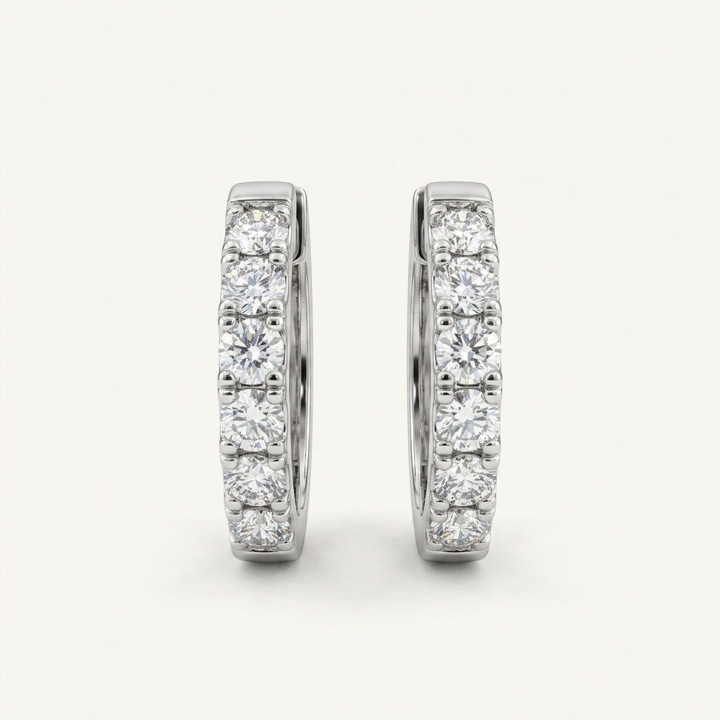 Minimalist Lab Diamond 2.0mm Hoop Earrings in 18K White Gold