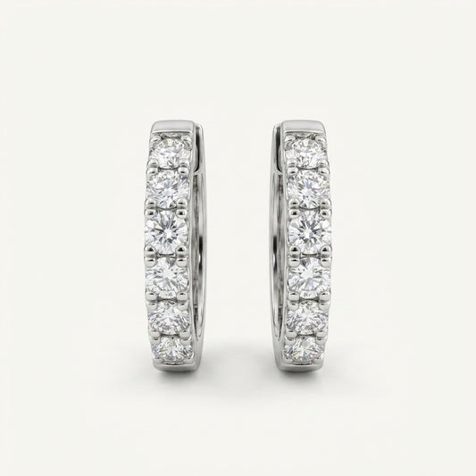Minimalist Lab Diamond 2.0mm Hoop Earrings in 18K White Gold
