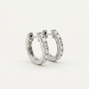 Minimalist Lab Diamond 2.0mm Hoop Earrings in 18K White Gold