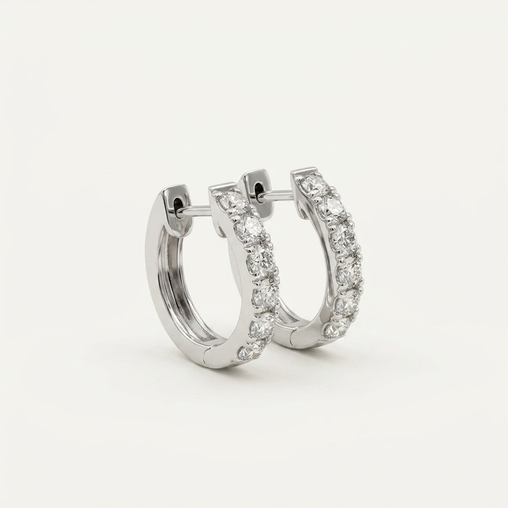 Minimalist Lab Diamond 2.0mm Hoop Earrings in 18K White Gold