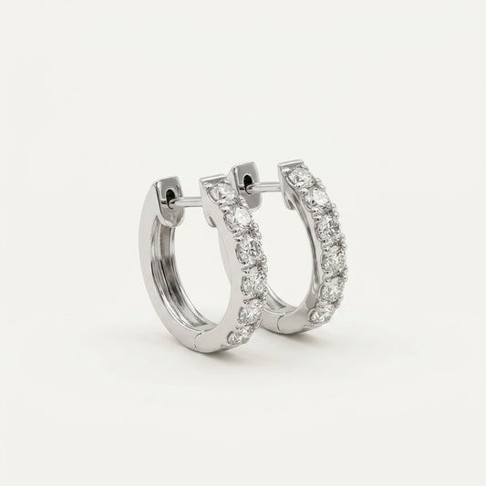 Minimalist Lab Diamond 2.0mm Hoop Earrings in 18K White Gold