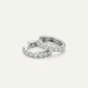 Minimalist Lab Diamond 2.0mm Hoop Earrings in 18K White Gold