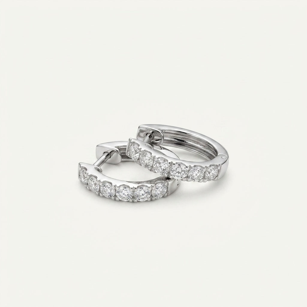 Minimalist Lab Diamond 2.0mm Hoop Earrings in 18K White Gold