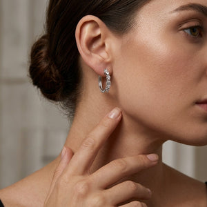 Petite Alterné Marquise & Round Lab Diamond Hoop Earrings in 18K Gold