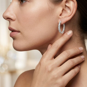 Inside-Out 2.0mm Full Lab Diamond Hoop Earrings in 18K Gold