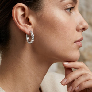 Minimalist Lab Diamond 2.0mm Hoop Earrings in 18K White Gold