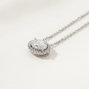 The Stella Oval 1.5cts Halo Pendant
