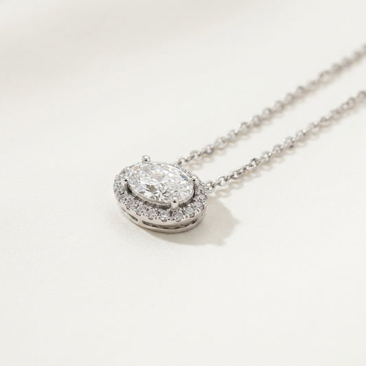 The Stella Oval 1.5cts Halo Pendant
