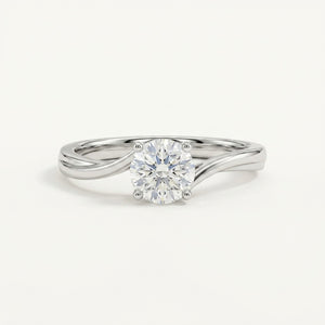 4 Prongs Swirl Band Ring
