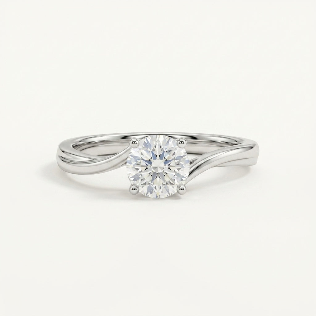 4 Prongs Swirl Band Ring