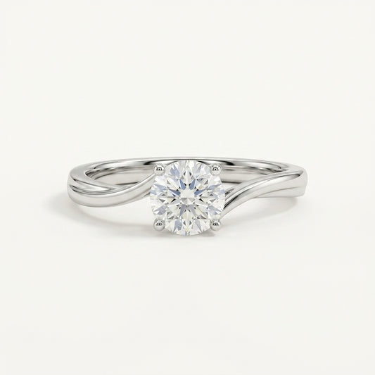 4 Prongs Swirl Band Ring