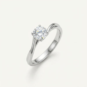 4 Prongs Swirl Band Ring