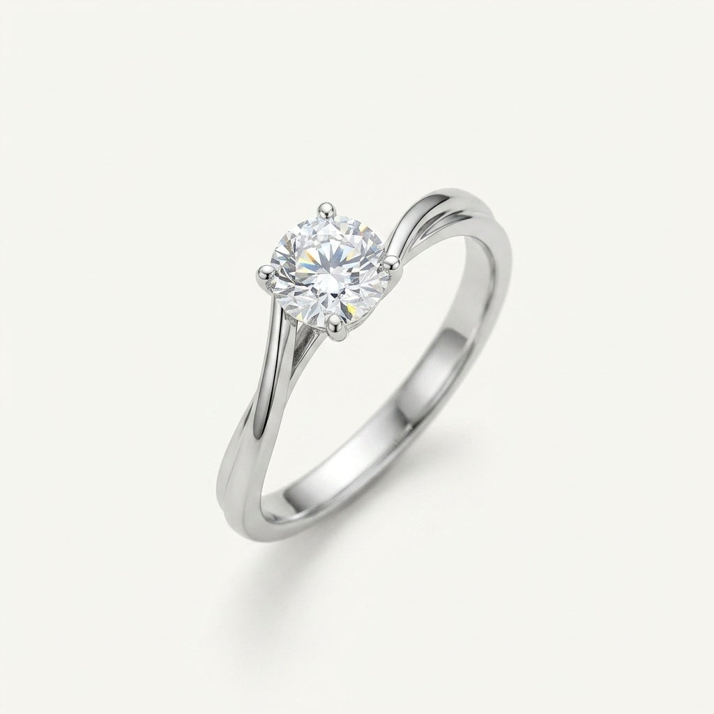 4 Prongs Swirl Band Ring