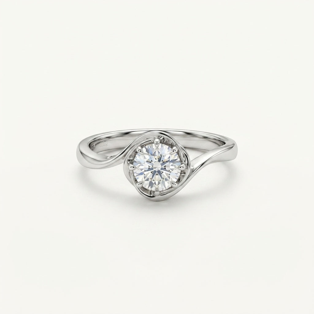 Swirling 4 Prong Ring