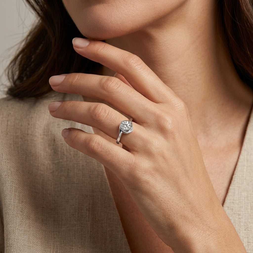 Swirling 4 Prong Ring