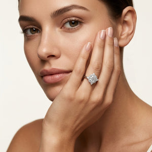 Starburst Diamond Halo Ring