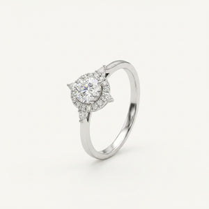 Starburst Diamond Halo Ring