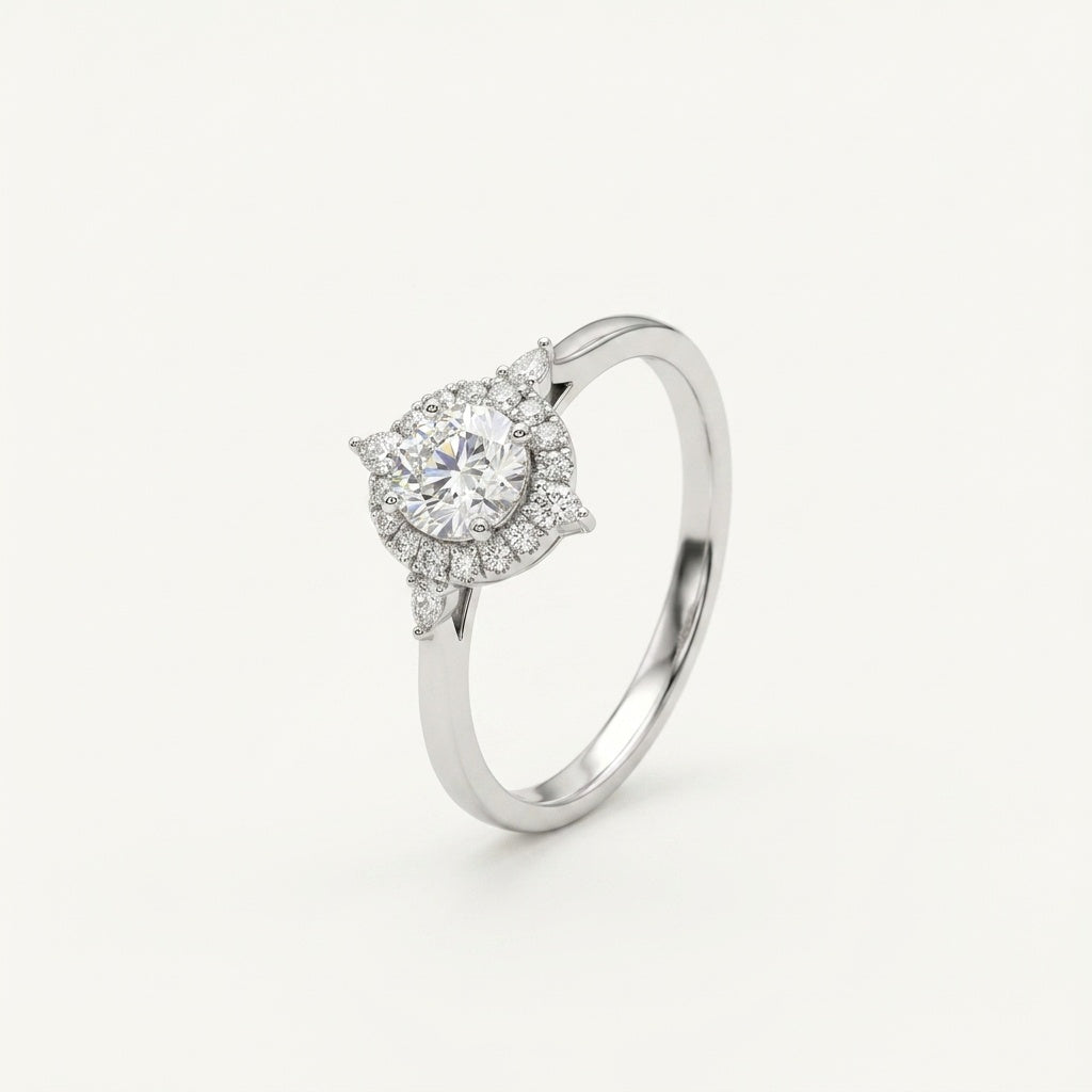 Starburst Diamond Halo Ring