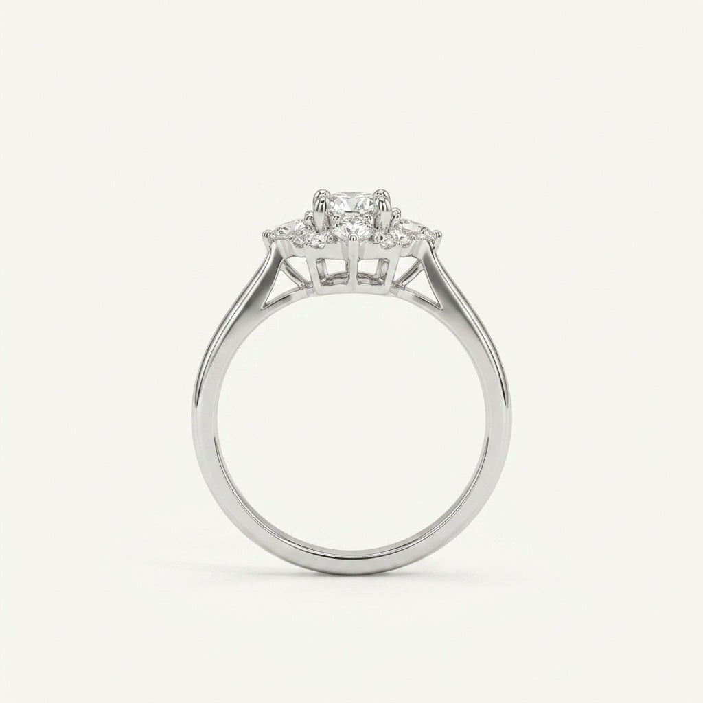 Starburst Diamond Halo Ring