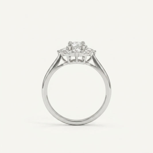Starburst Diamond Halo Ring