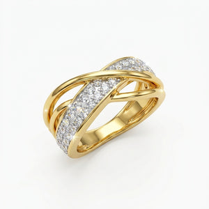 Crisscross Solitaire Ring with Crystal From Europe