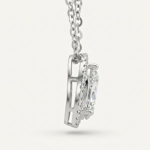 The Celeste 1.5cts Pear Halo Pendant