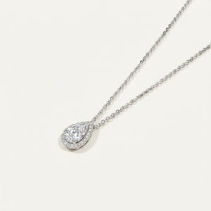 The Celeste 1.5cts Pear Halo Pendant