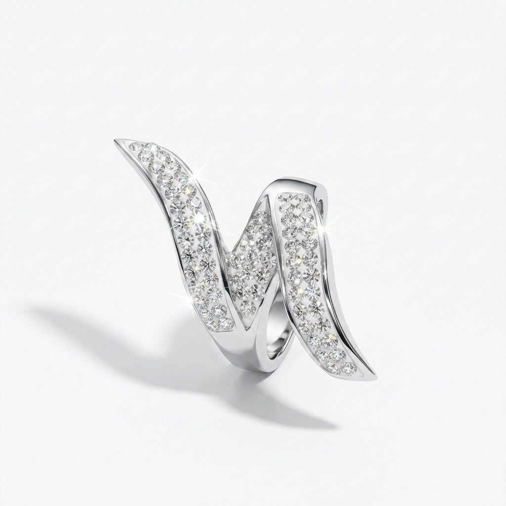 Elegant Swirl Ring with Crystals from Europe