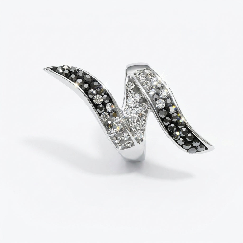 Elegant Swirl Ring with Crystals from Europe