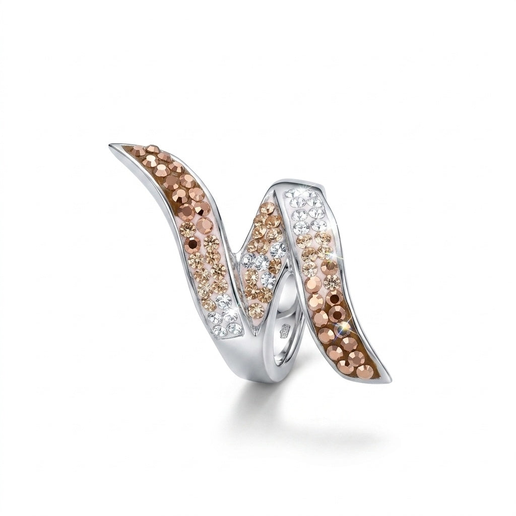 Elegant Swirl Ring with Crystals from Europe