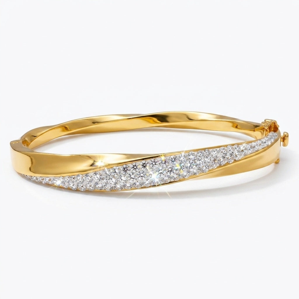 Aurora Twist Bangle with Crystal From Europe