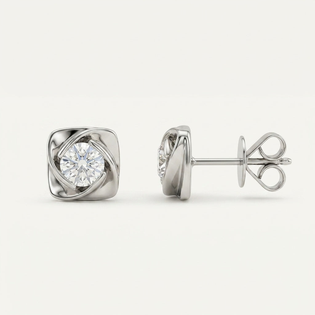 Square Petal 18K Gold Earing
