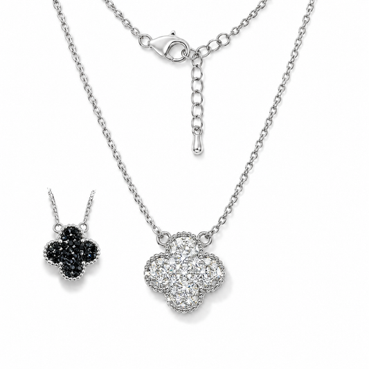 2 Sided Clover Necklace with Crystal From Europe