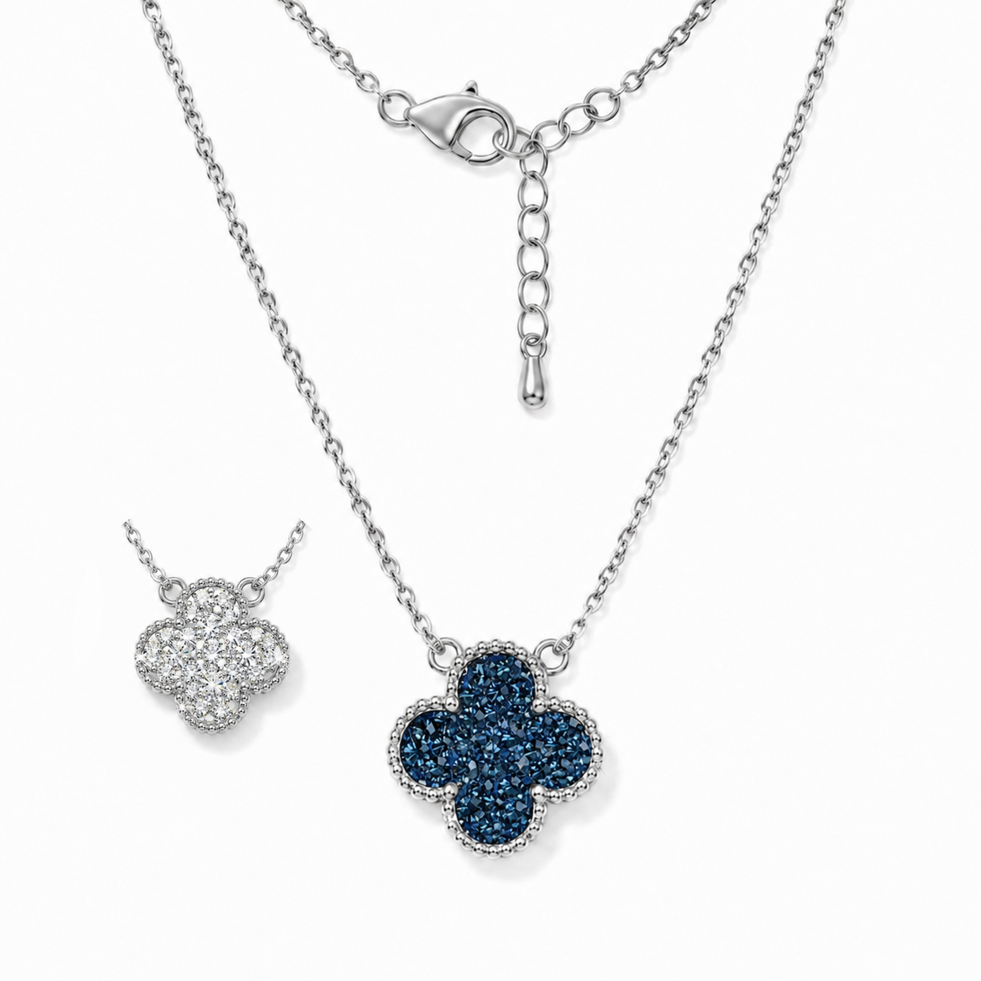 2 Sided Clover Necklace with Crystal From Europe